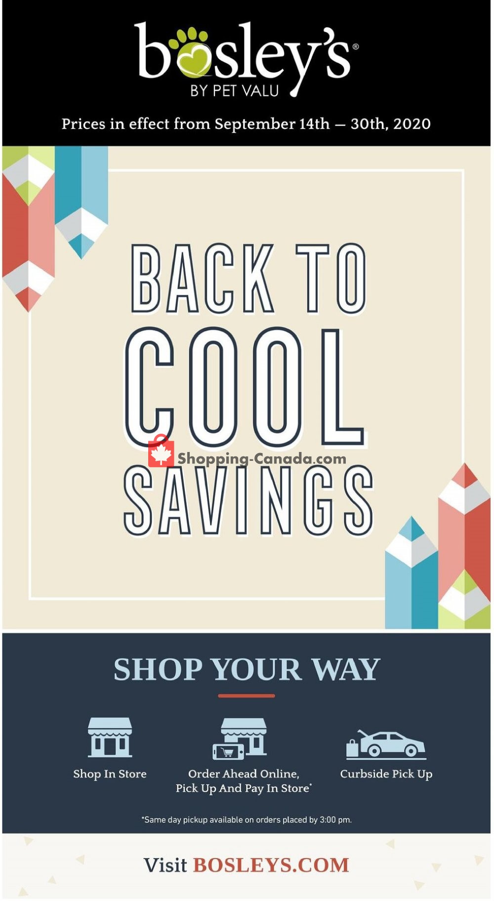 Bosley’s flyer from Monday September 14, 2020 to Wednesday September 30, 2020 - page 1