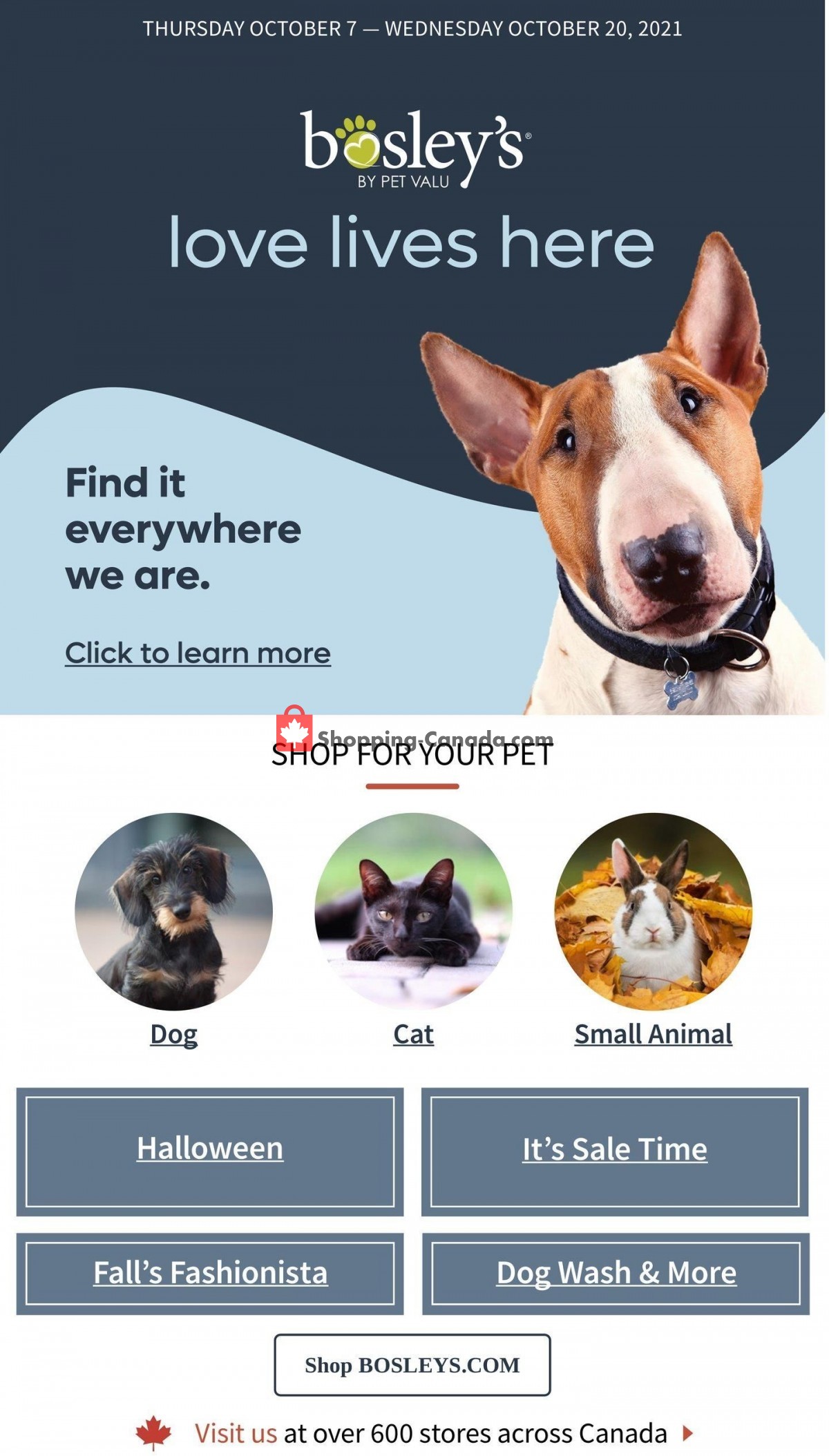 Bosley’s flyer from Thursday October 7, 2021 to Wednesday October 20, 2021 - page 1
