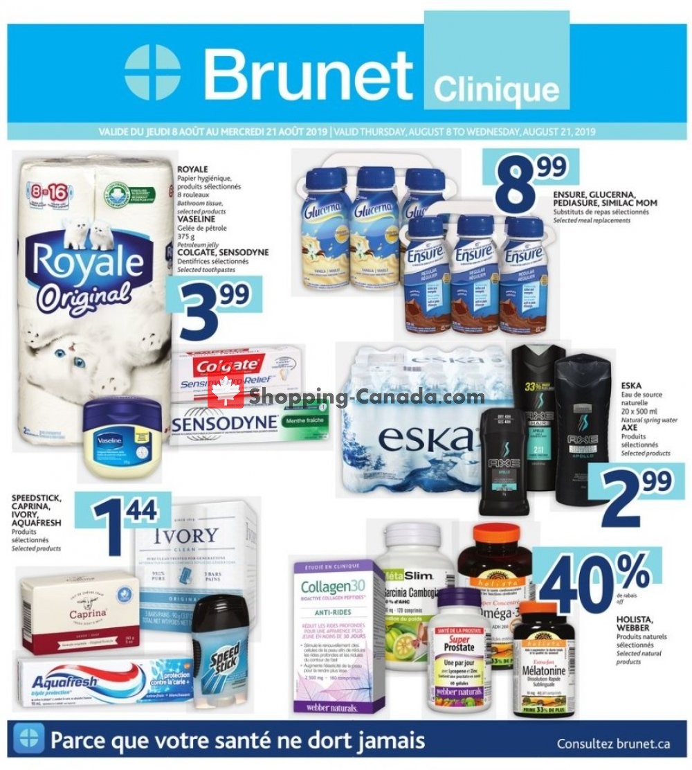 Brunet flyer from Thursday August 8, 2019 to Wednesday August 21, 2019 - page 1