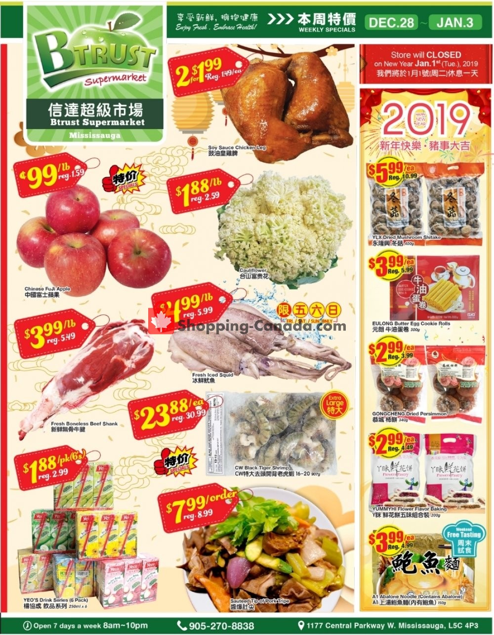 Btrust Supermarket flyer from Friday December 28, 2018 to Thursday January 3, 2019 - page 1