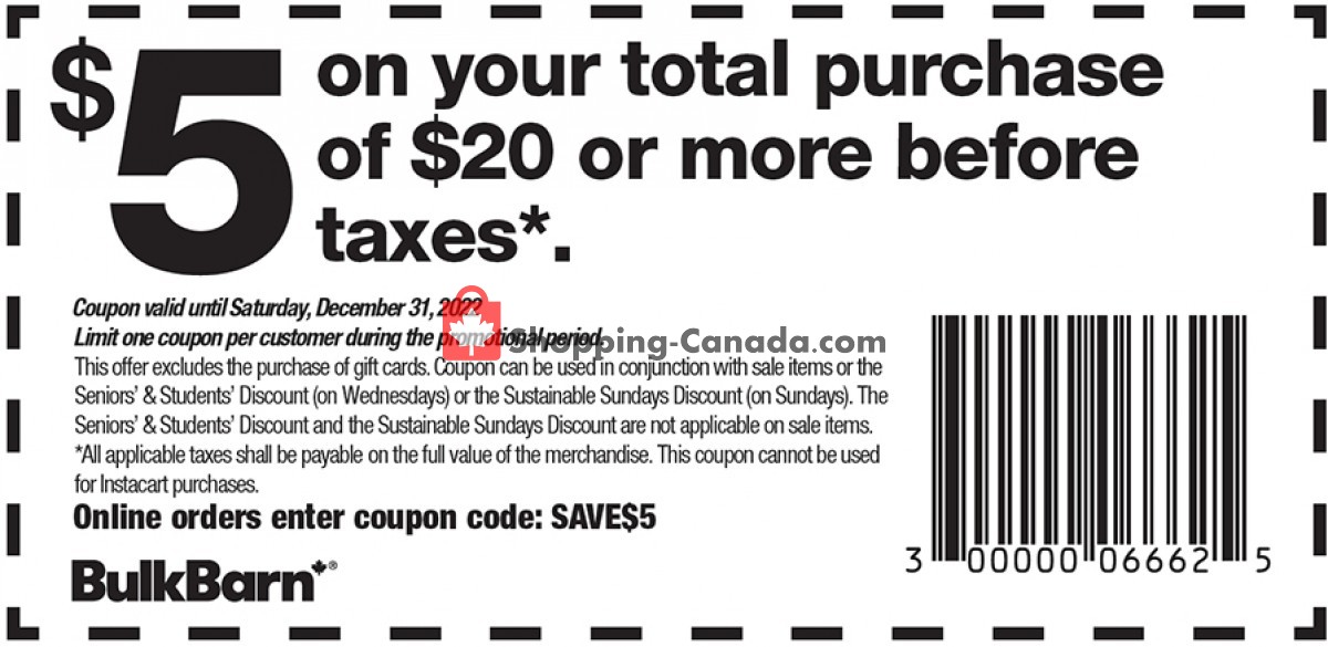 Bulk Barn Canada, flyer (Coupon) December 29 December 31, 2022