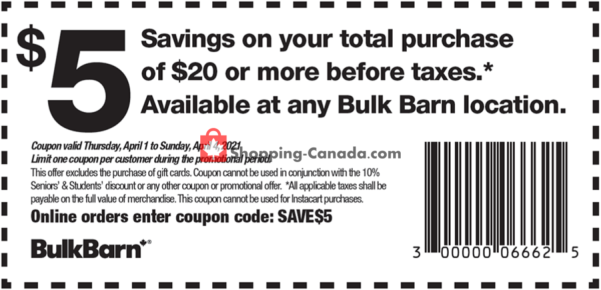 Bulk Barn Canada, flyer (Coupons Offer) April 1 April 4, 2021