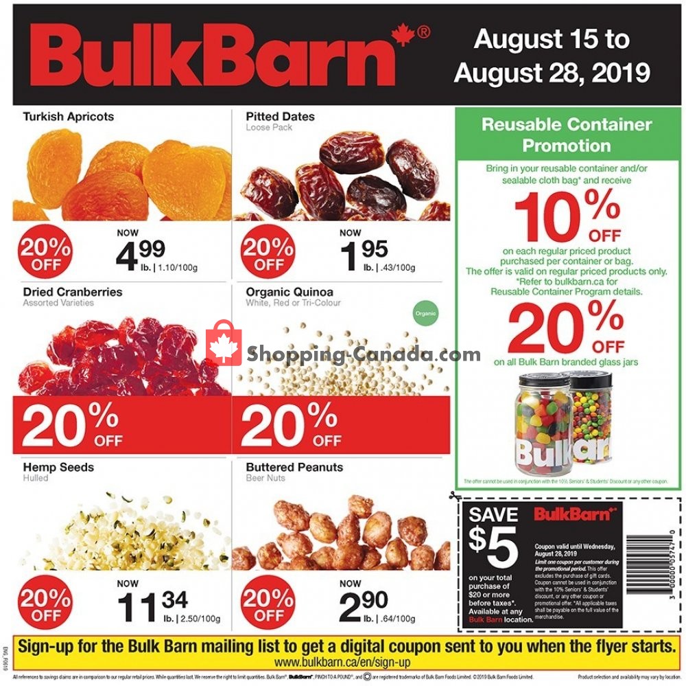 Bulk Barn Canada Flyer Hot Deal August 15 August 28 2019