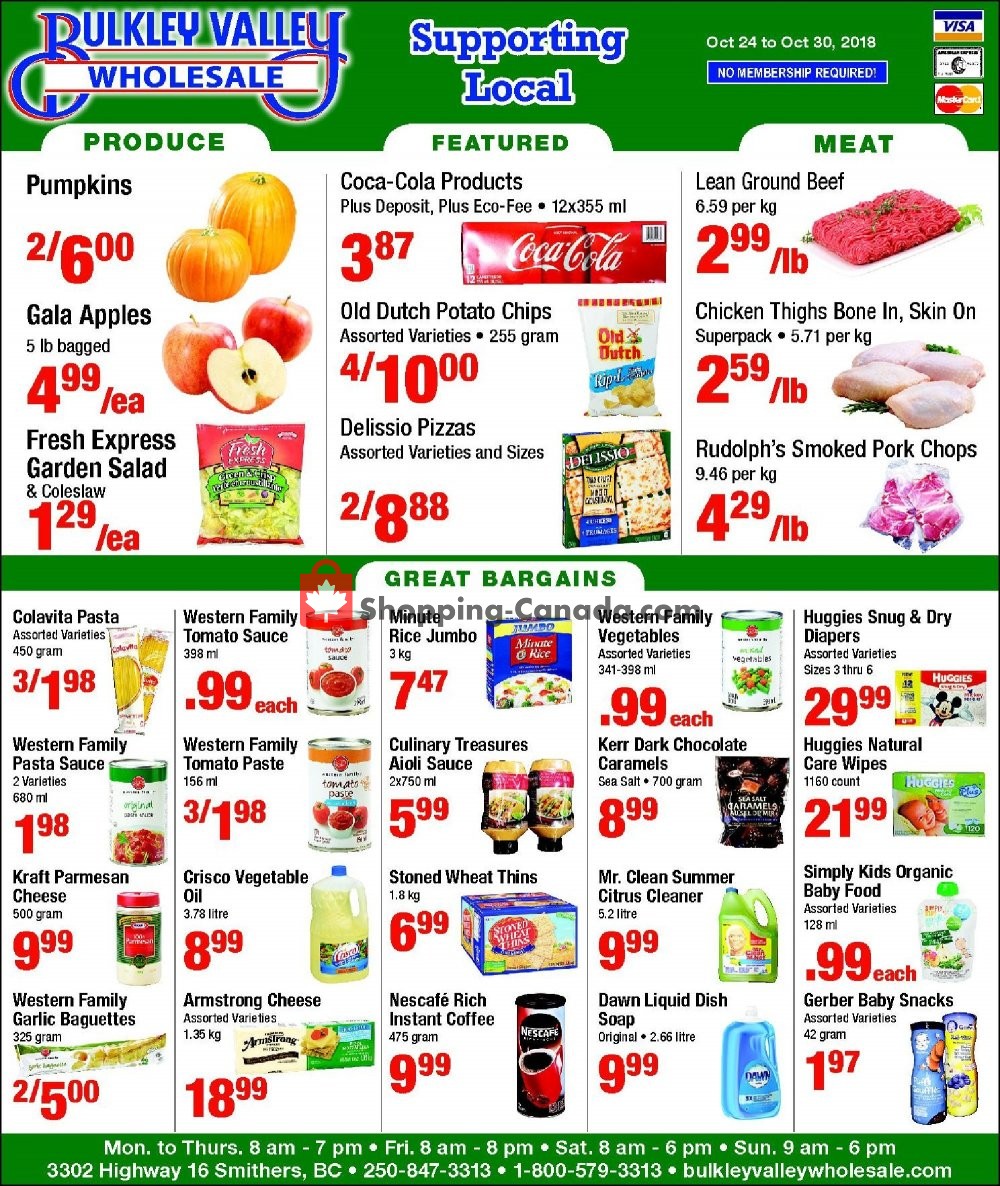 Bulkley Valley Wholesale flyer from Wednesday October 24, 2018 to Tuesday October 30, 2018 - page 1