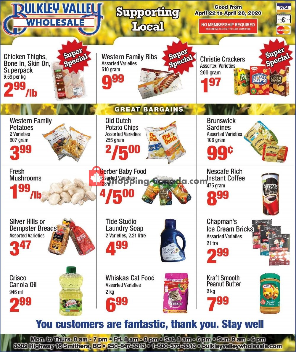 Bulkley Valley Wholesale flyer from Wednesday April 22, 2020 to Tuesday April 28, 2020 - page 1