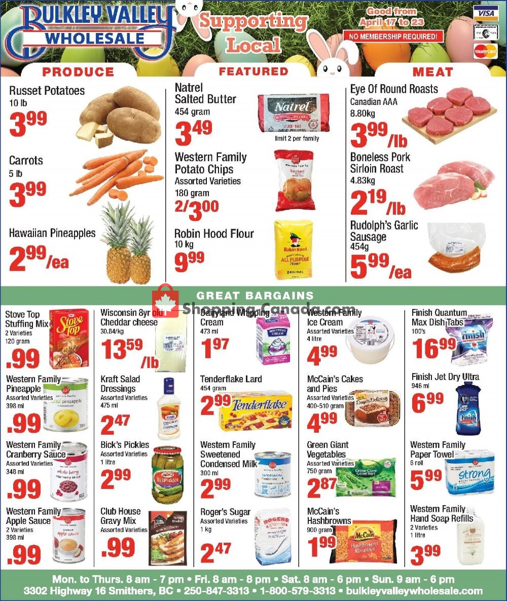 Bulkley Valley Wholesale flyer from Wednesday April 17, 2019 to Tuesday April 23, 2019 - page 1
