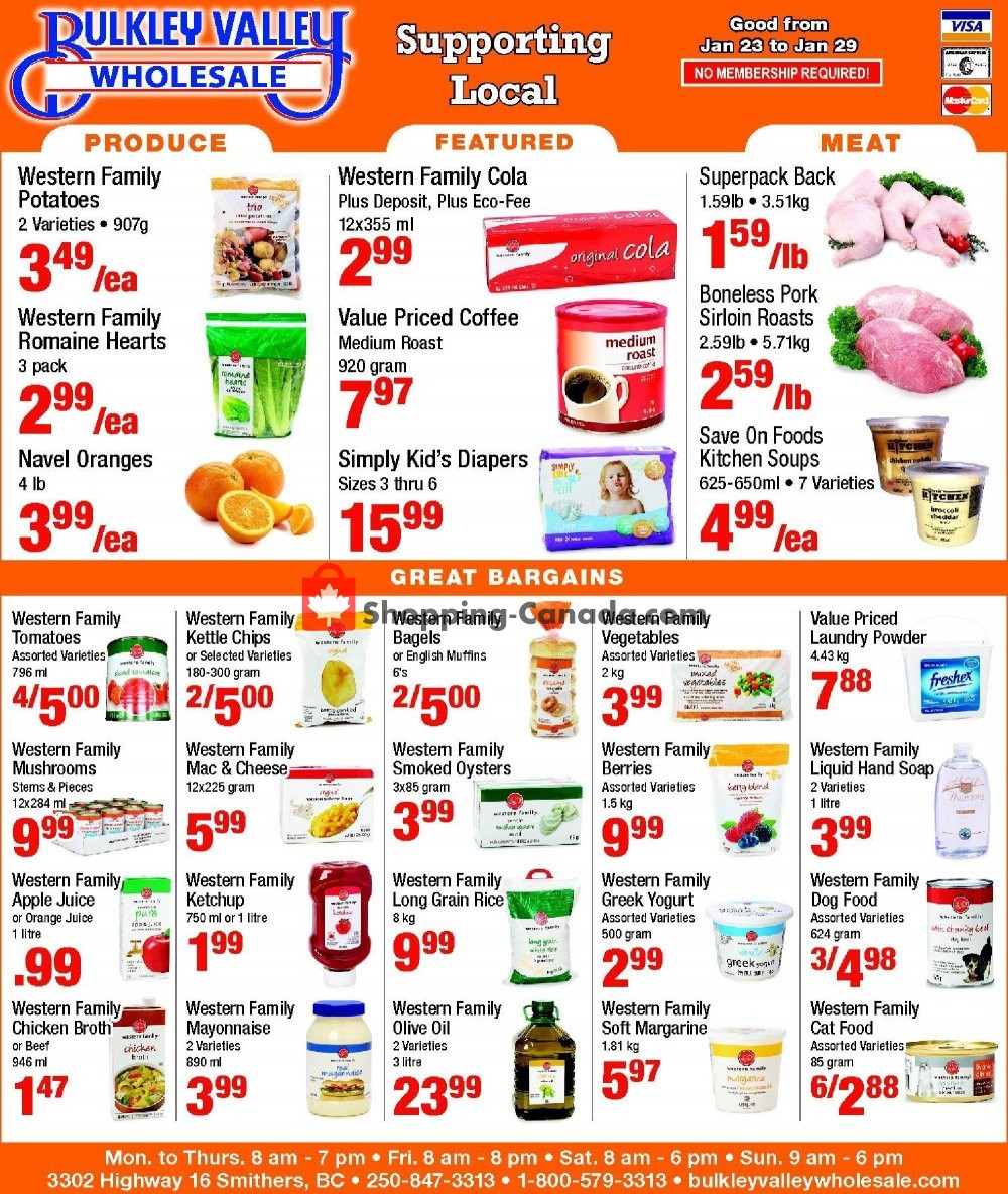 Bulkley Valley Wholesale flyer from Wednesday January 23, 2019 to Tuesday January 29, 2019 - page 1
