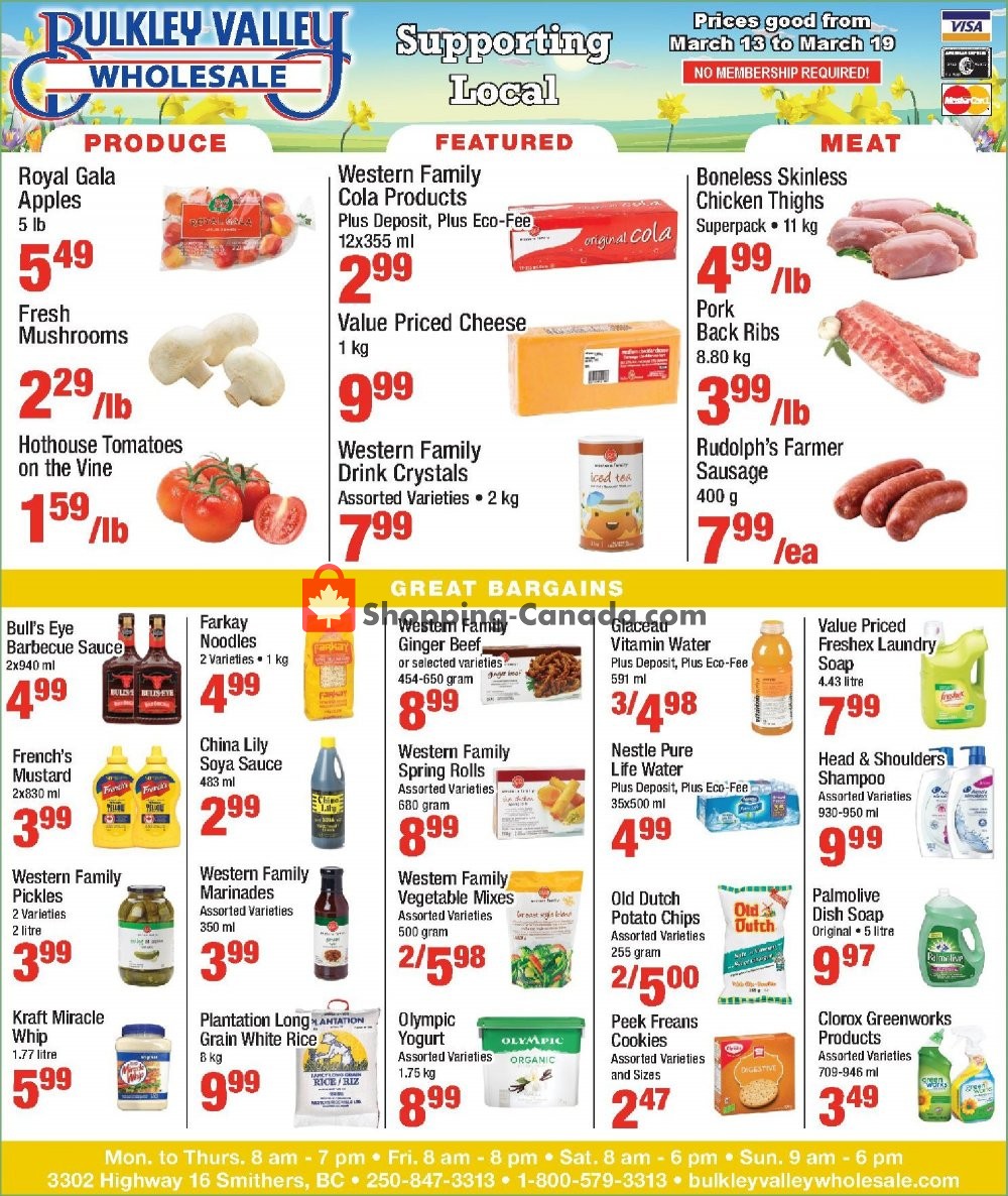 Bulkley Valley Wholesale flyer from Wednesday March 13, 2019 to Tuesday March 19, 2019 - page 1