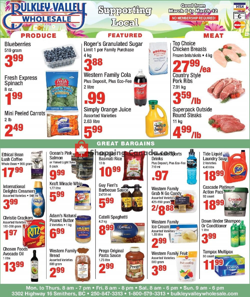 Bulkley Valley Wholesale flyer from Wednesday March 6, 2019 to Tuesday March 12, 2019 - page 1