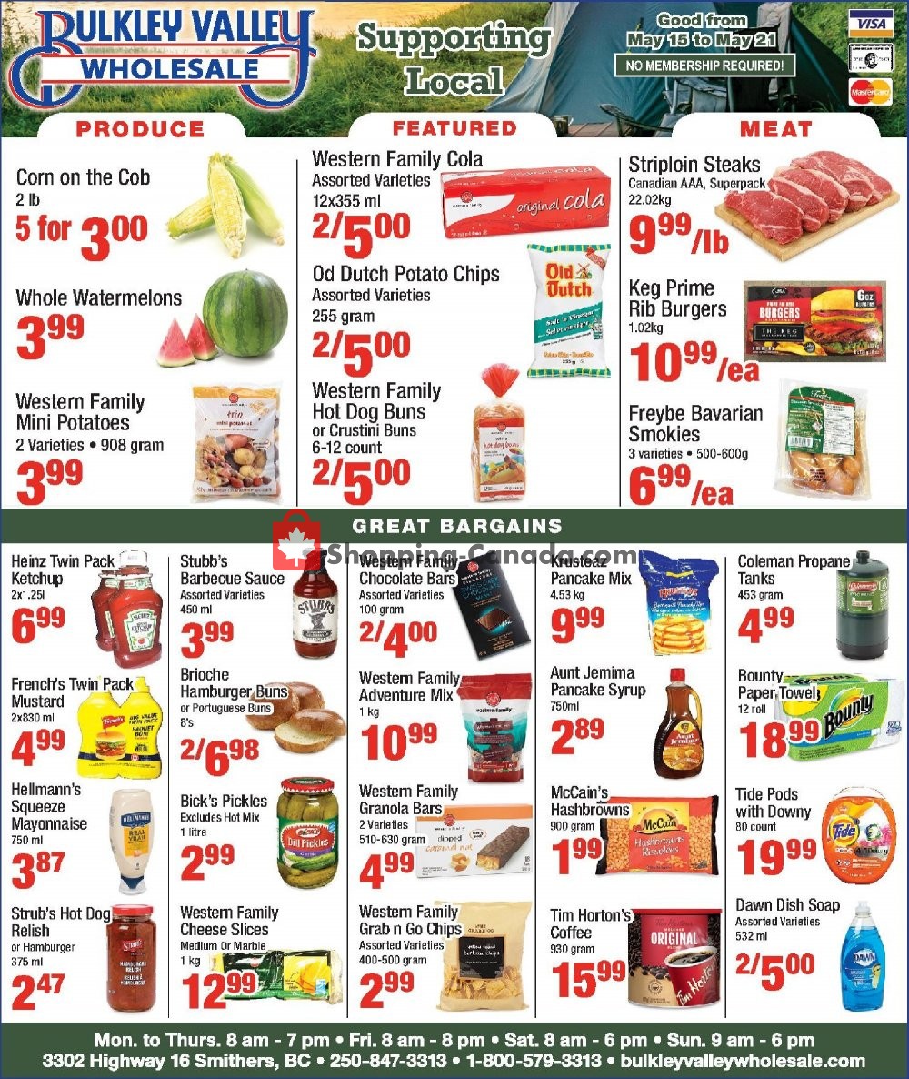 Bulkley Valley Wholesale flyer from Wednesday May 15, 2019 to Tuesday May 21, 2019 - page 1