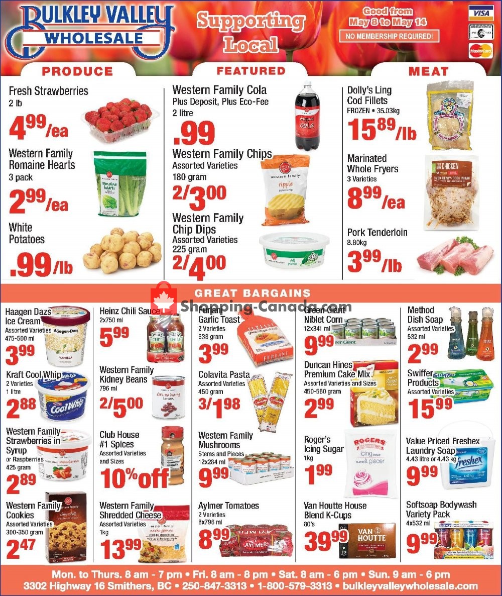 Bulkley Valley Wholesale flyer from Wednesday May 8, 2019 to Tuesday May 14, 2019 - page 1