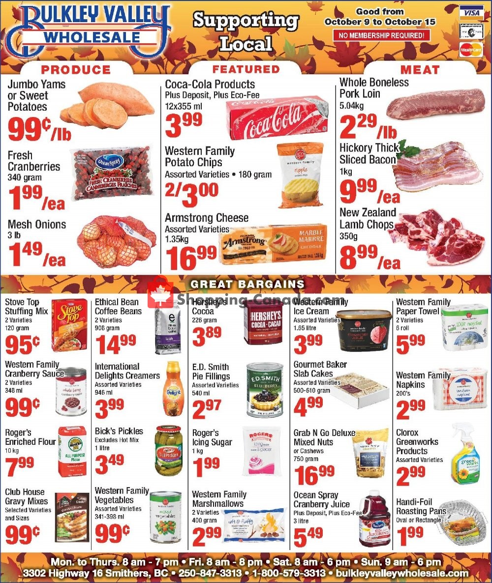 Bulkley Valley Wholesale flyer from Wednesday October 9, 2019 to Tuesday October 15, 2019 - page 1