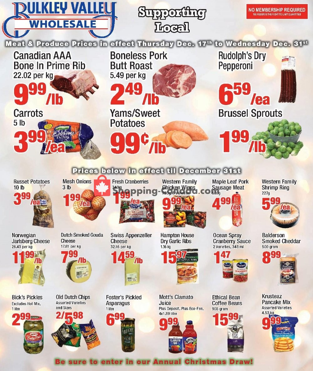 Bulkley Valley Wholesale flyer from Thursday December 17, 2020 to Thursday December 31, 2020 - page 1