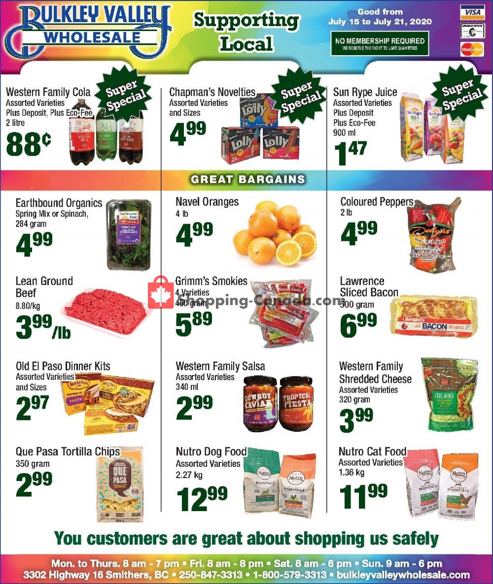 Bulkley Valley Wholesale flyer from Wednesday July 15, 2020 to Tuesday July 21, 2020 - page 1