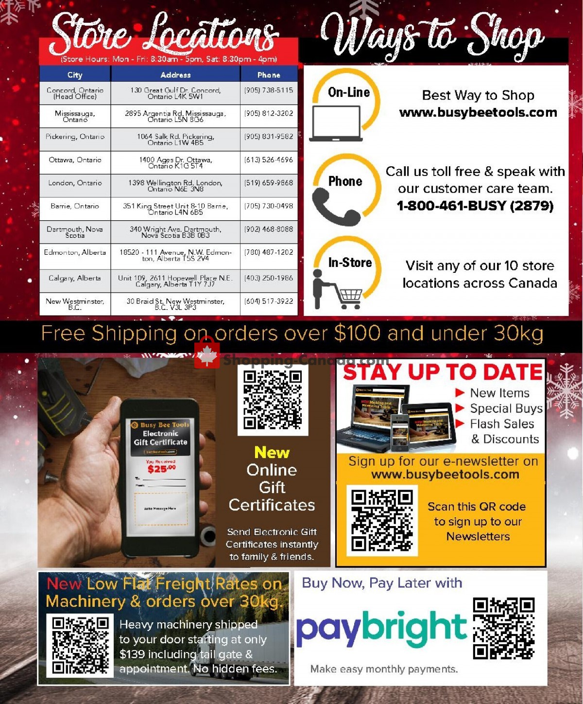 Busy Bee Tools Canada, flyer (Holiday Catalogue) November 1