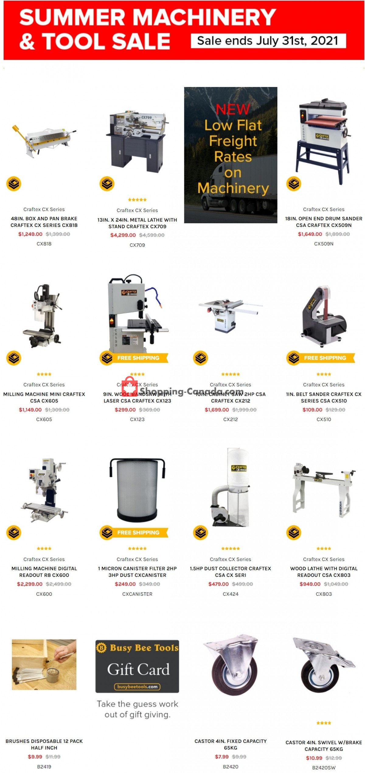 Busy Bee Tools Canada, flyer (Summer Machinery And Tool Sale) July 1