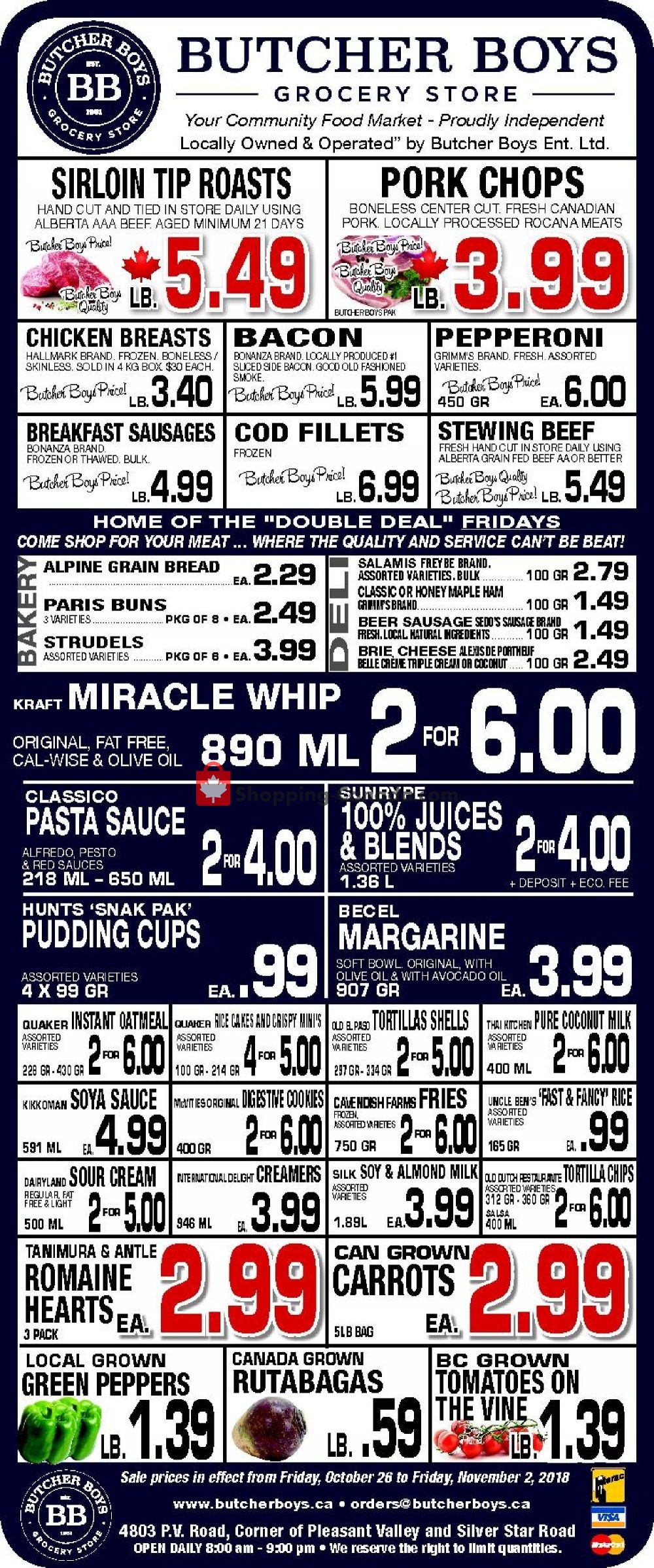 Butcher Boys flyer from Friday October 26, 2018 to Friday November 2, 2018 - page 1