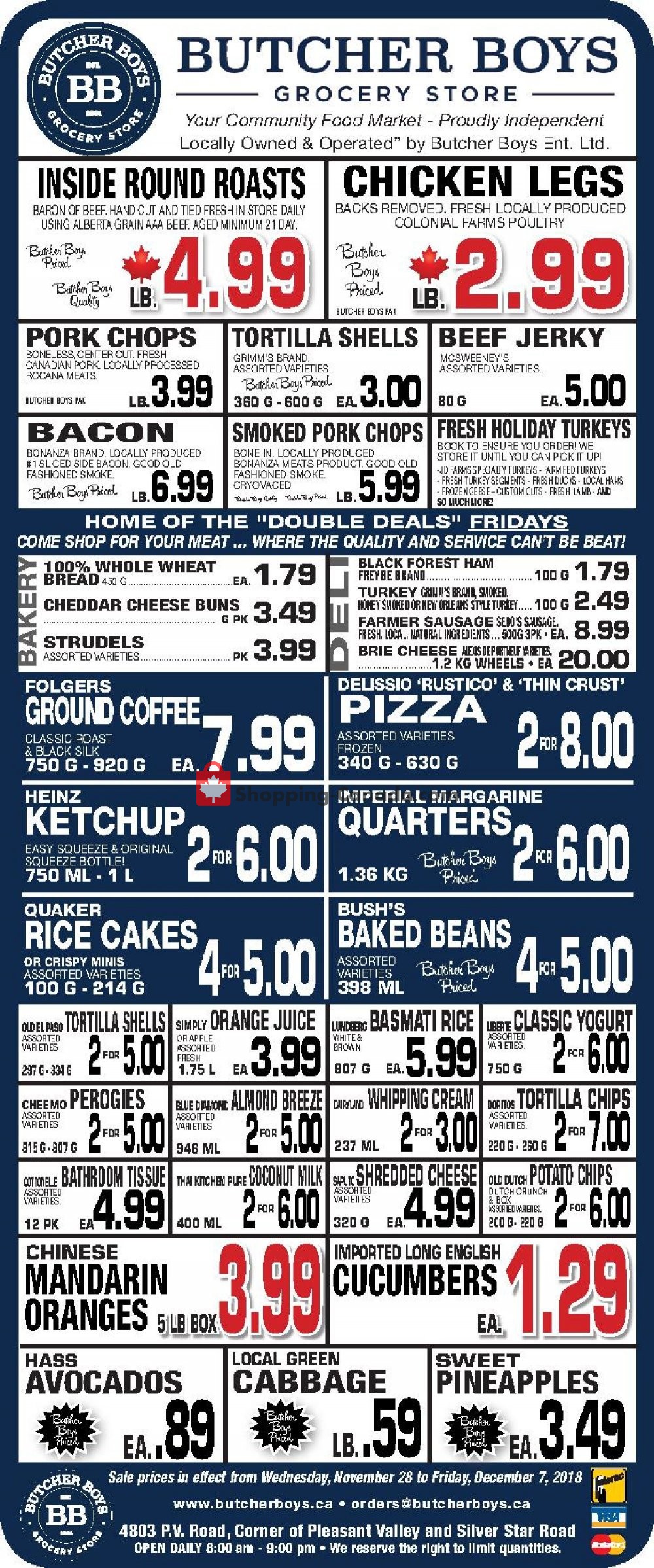 Butcher Boys flyer from Wednesday November 28, 2018 to Friday December 7, 2018 - page 1