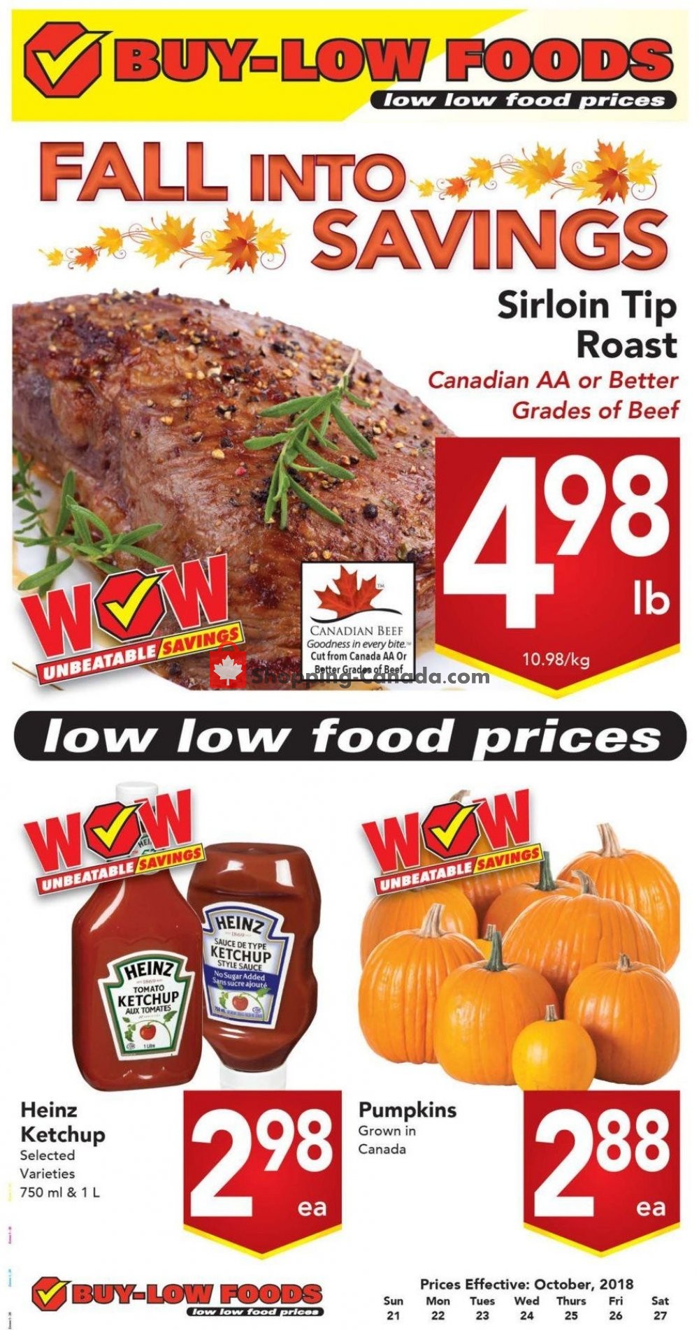 Buy-Low Foods flyer from Sunday October 21, 2018 to Saturday October 27, 2018 - page 1