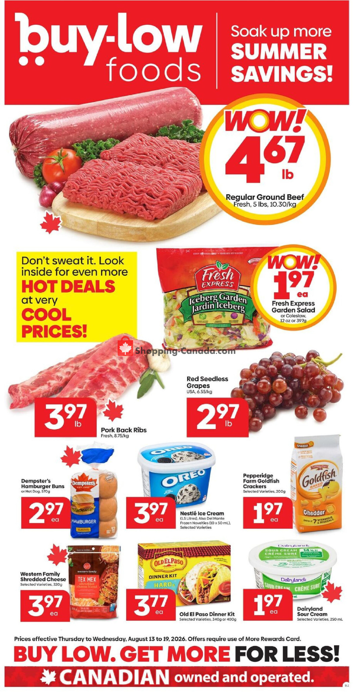 Buy-Low Foods flyer from Thursday August 13, 2026 to Wednesday August 19, 2026 - page 1