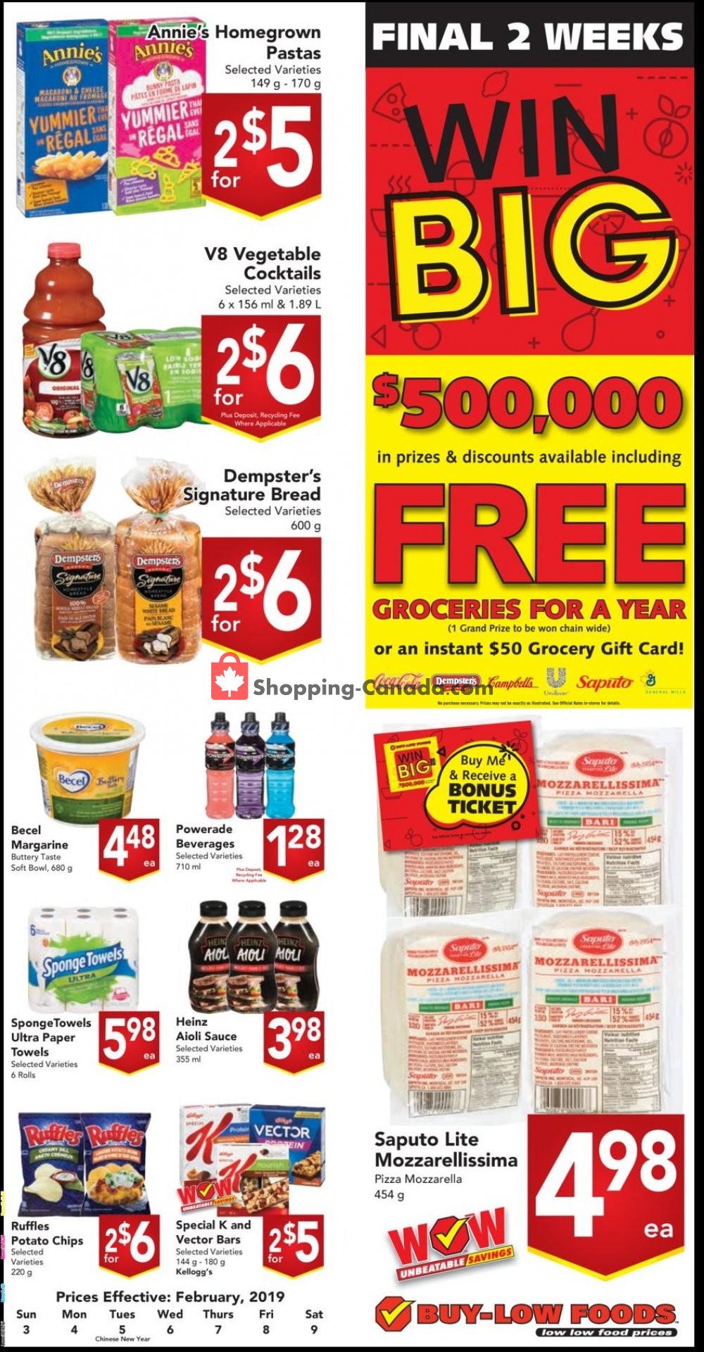 Buy-Low Foods flyer from Sunday February 3, 2019 to Saturday February 9, 2019 - page 1