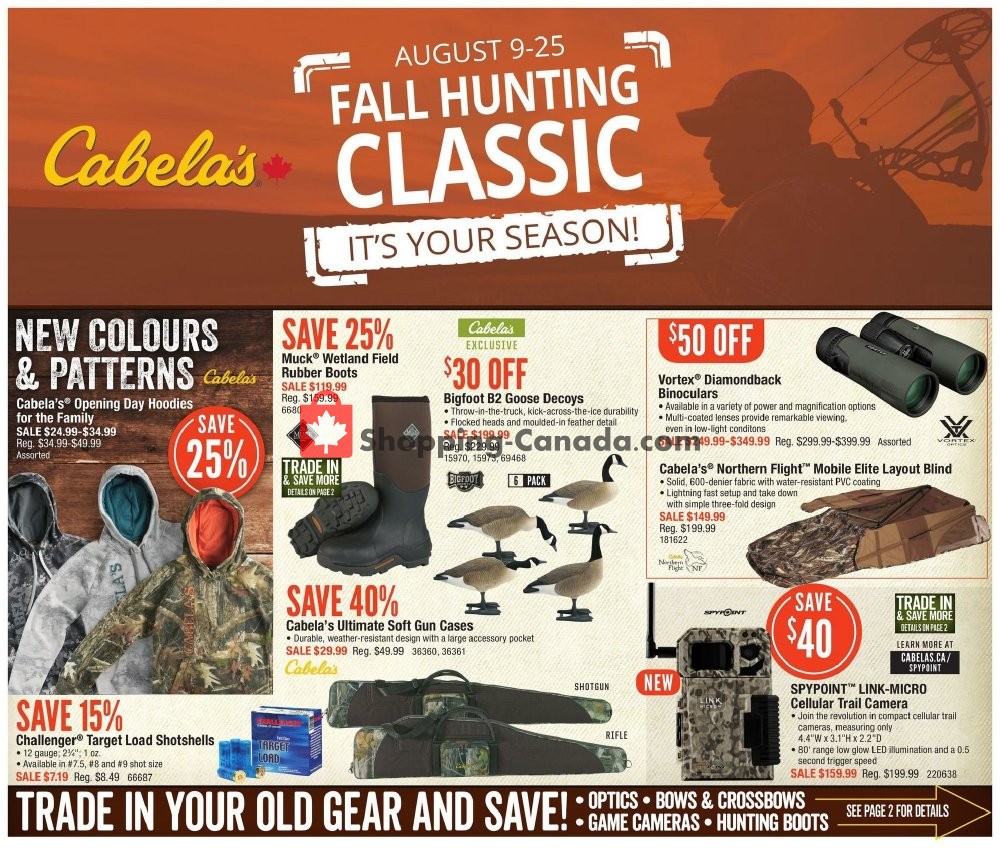 Cabela's Canada, flyer (Fall Hunting Classic) August 9 August 25