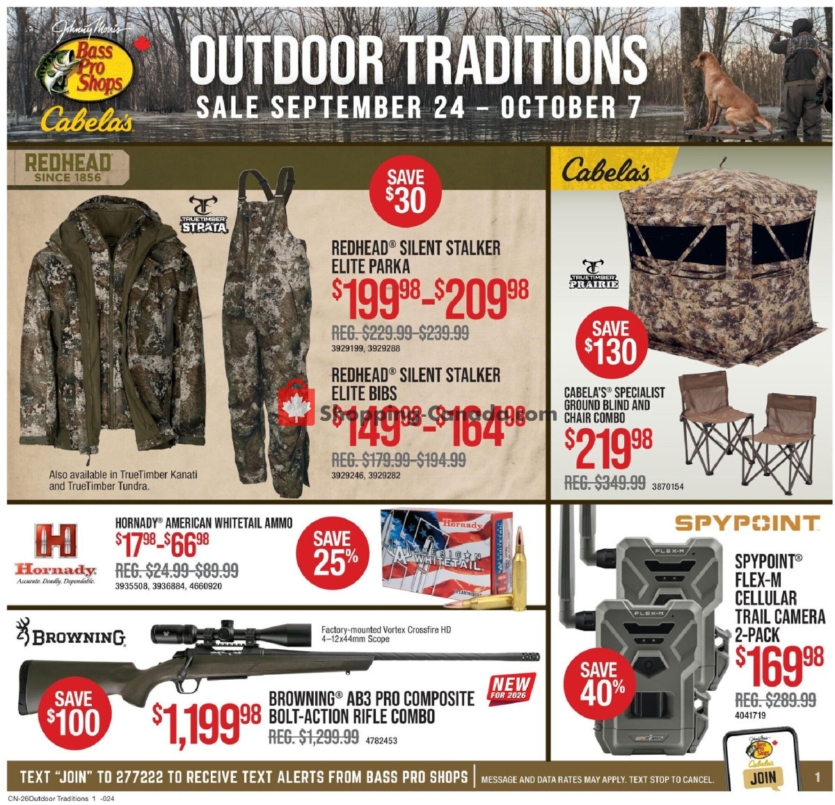 Cabela's flyer from Thursday September 24, 2026 to Wednesday October 7, 2026 - page 1