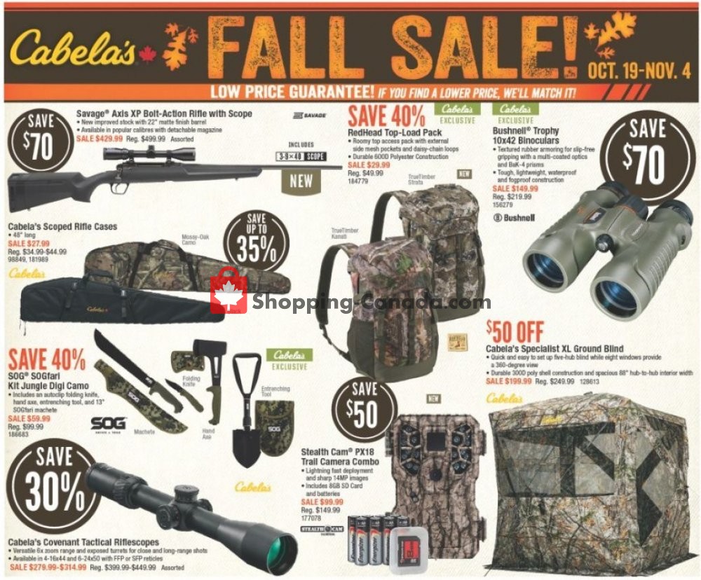 Cabela's flyer from Friday October 19, 2018 to Sunday November 4, 2018 - page 1