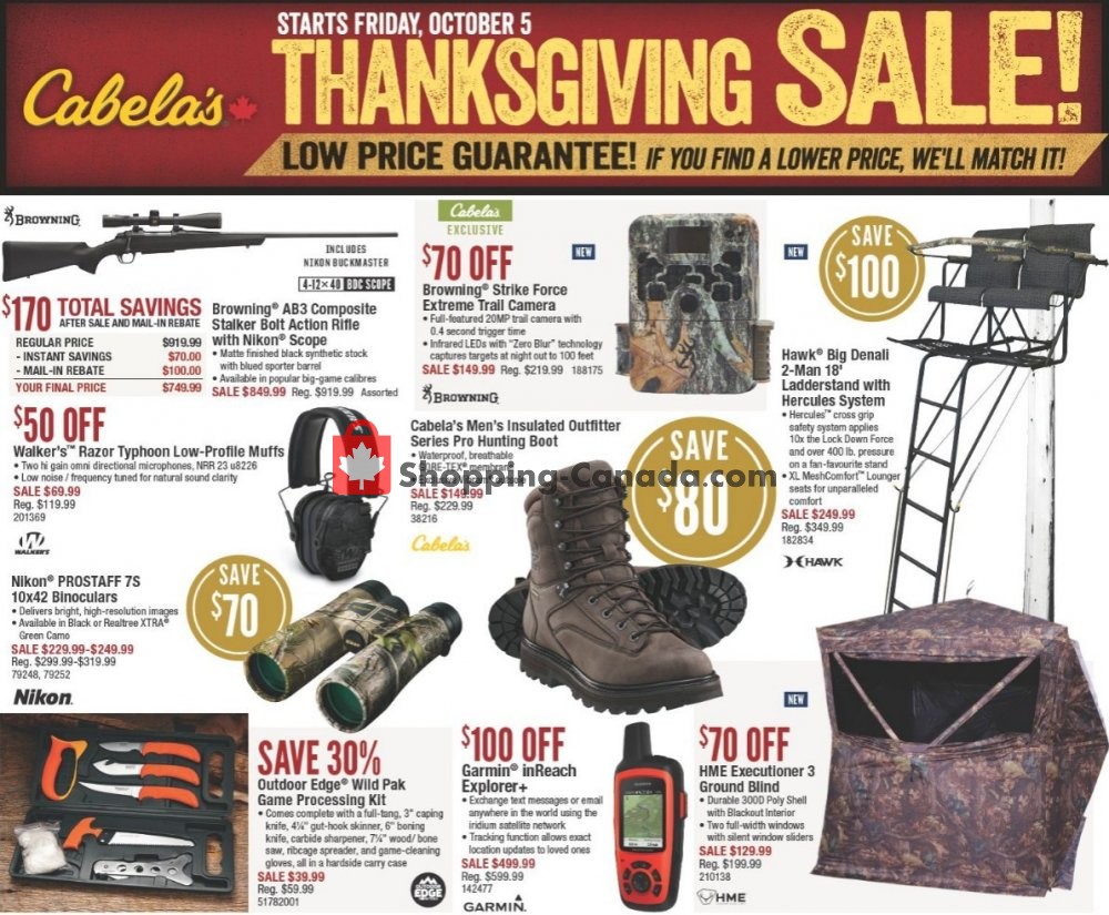 Cabela's flyer from Friday October 5, 2018 to Sunday October 21, 2018 - page 1