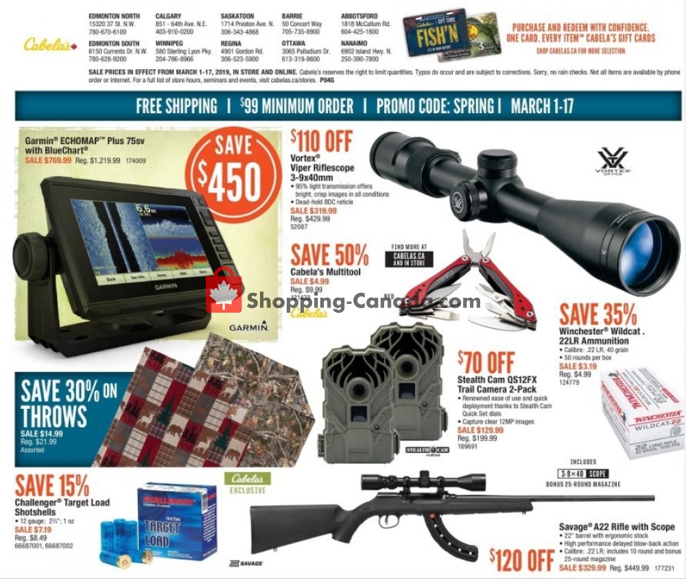 Cabela's Canada, flyer (Spring Fishing Classic) March 1 March 17