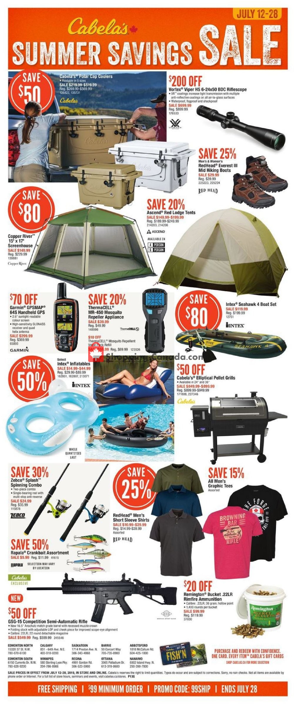 Cabela's Canada, flyer (Summer Savings Sale) July 12 July 28, 2019