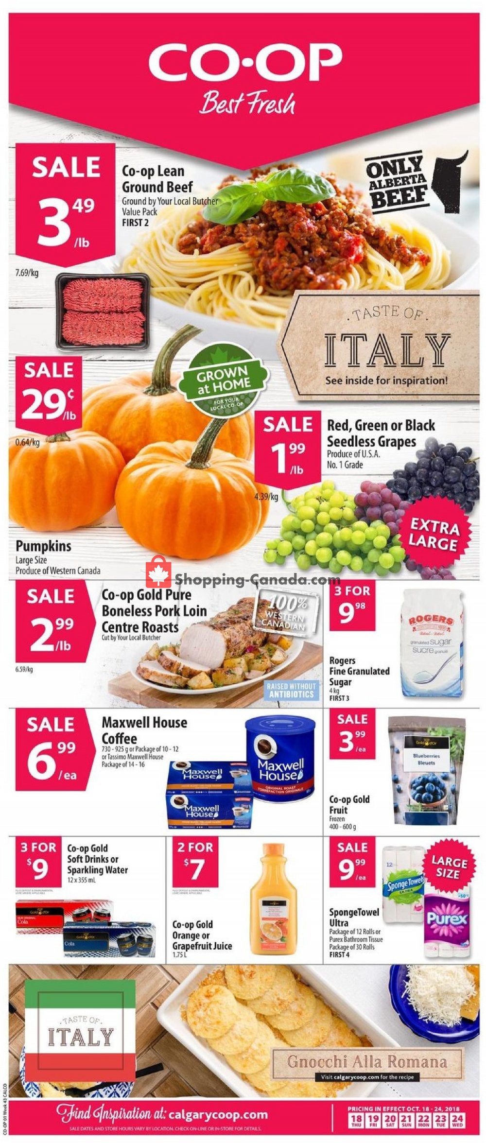 Calgary Co-op flyer from Thursday October 18, 2018 to Wednesday October 24, 2018 - page 1