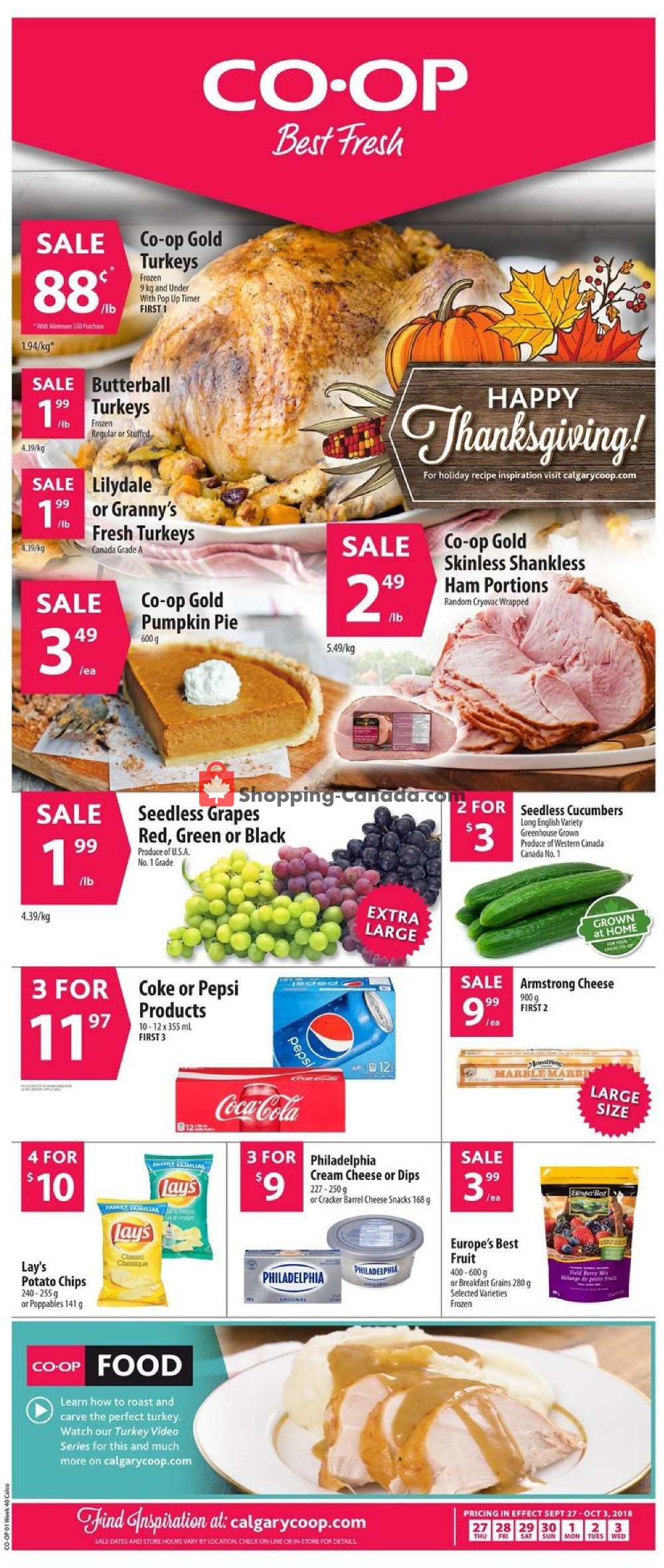 Calgary Co-op flyer from Thursday September 27, 2018 to Wednesday October 3, 2018 - page 1