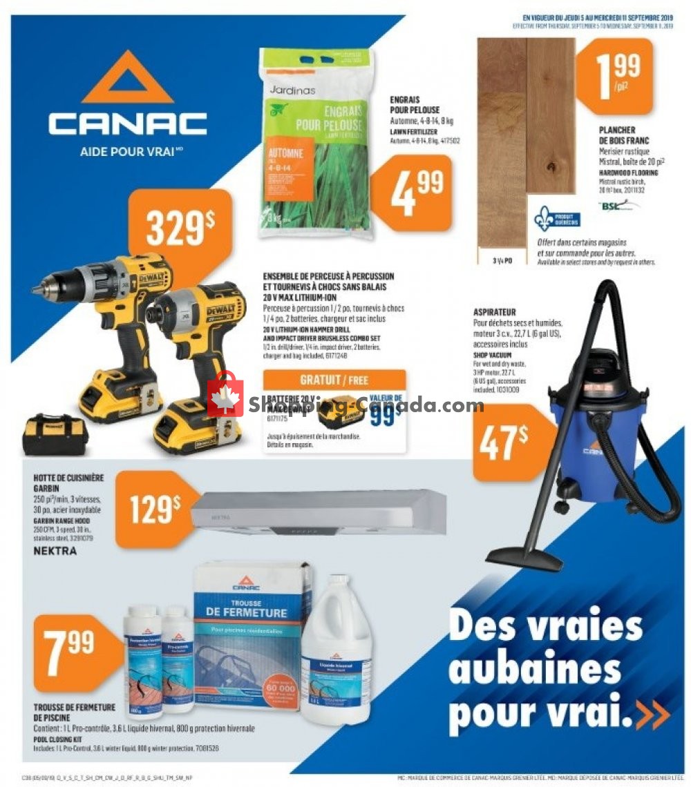 Canac flyer from Thursday September 5, 2019 to Wednesday September 11, 2019 - page 1