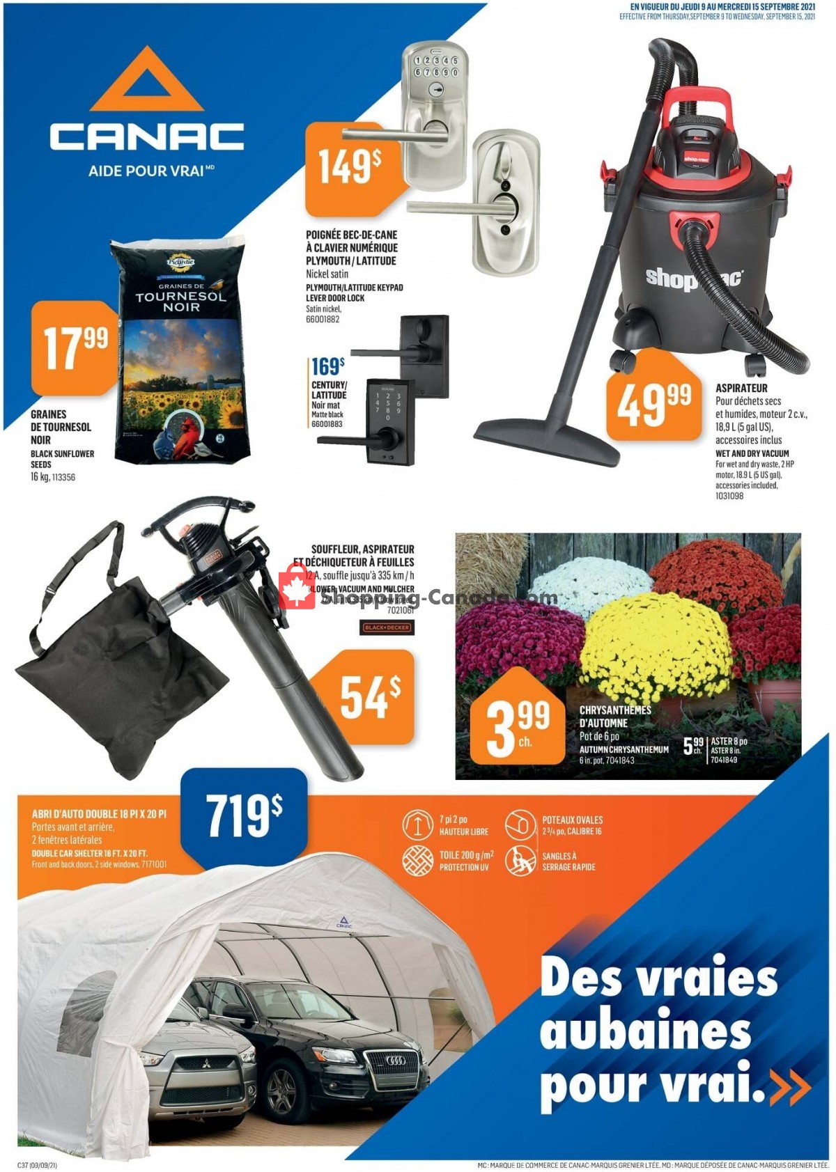 Canac flyer from Thursday September 9, 2021 to Wednesday September 15, 2021 - page 1