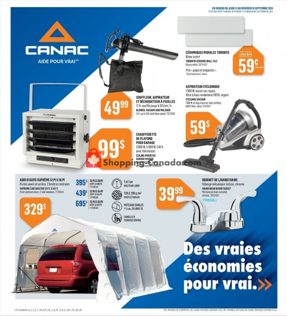 Canac flyer from Thursday September 12, 2019 to Wednesday September 18, 2019 - page 1