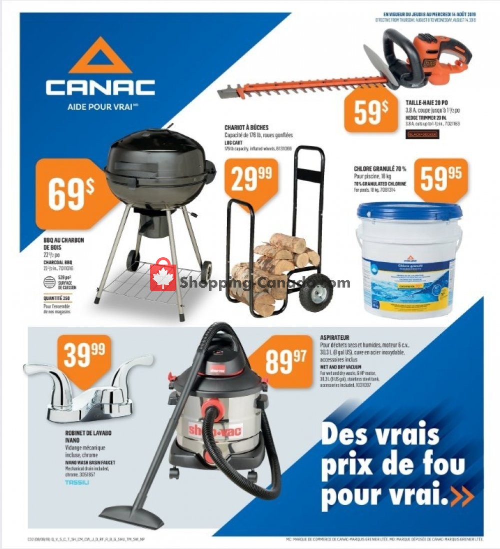 Canac flyer from Thursday August 8, 2019 to Wednesday August 14, 2019 - page 1