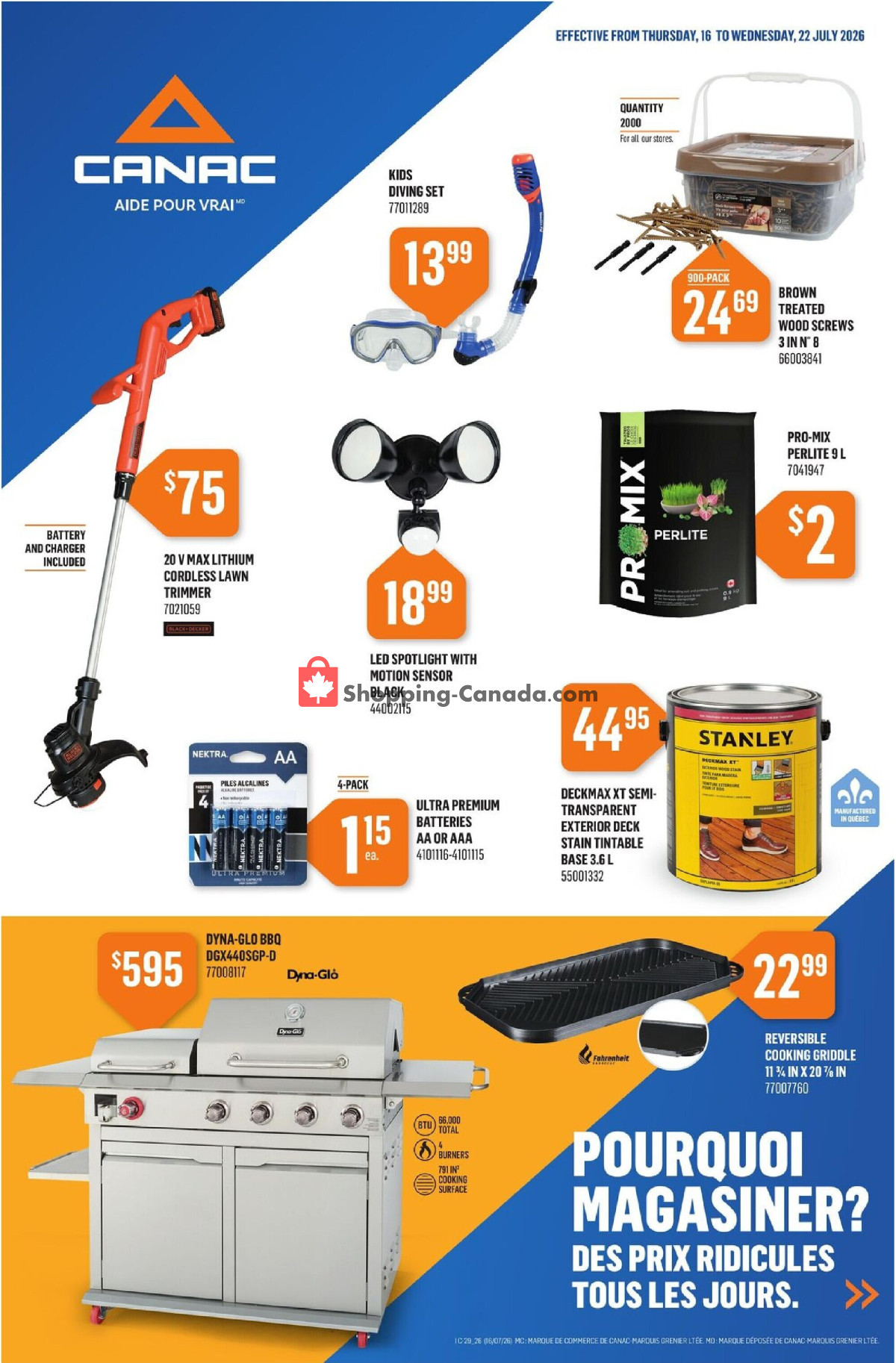 Canac flyer from Thursday July 16, 2026 to Wednesday July 22, 2026 - page 1