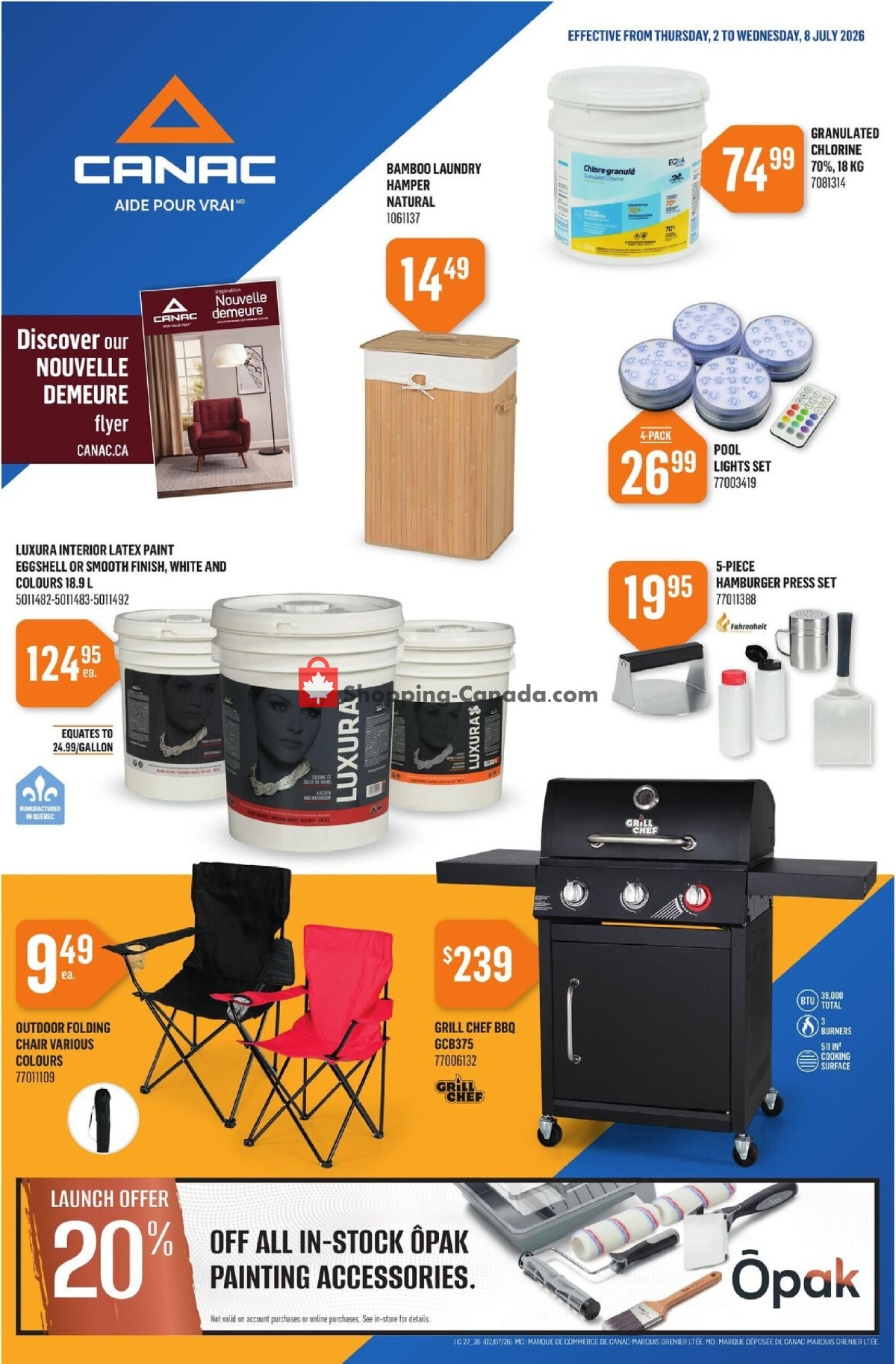 Canac flyer from Thursday July 2, 2026 to Wednesday July 8, 2026 - page 1