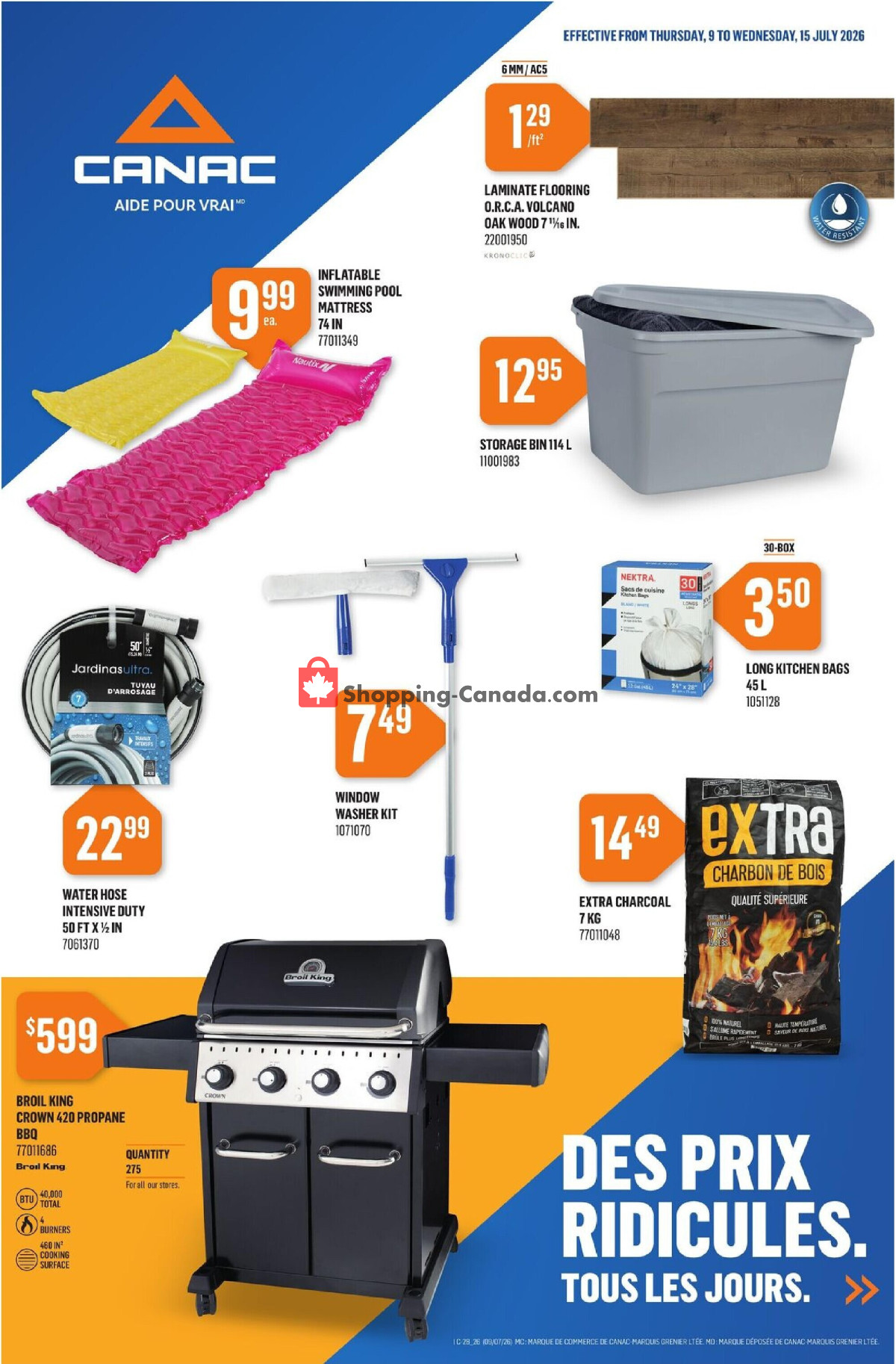 Canac flyer from Thursday July 9, 2026 to Wednesday July 15, 2026 - page 1