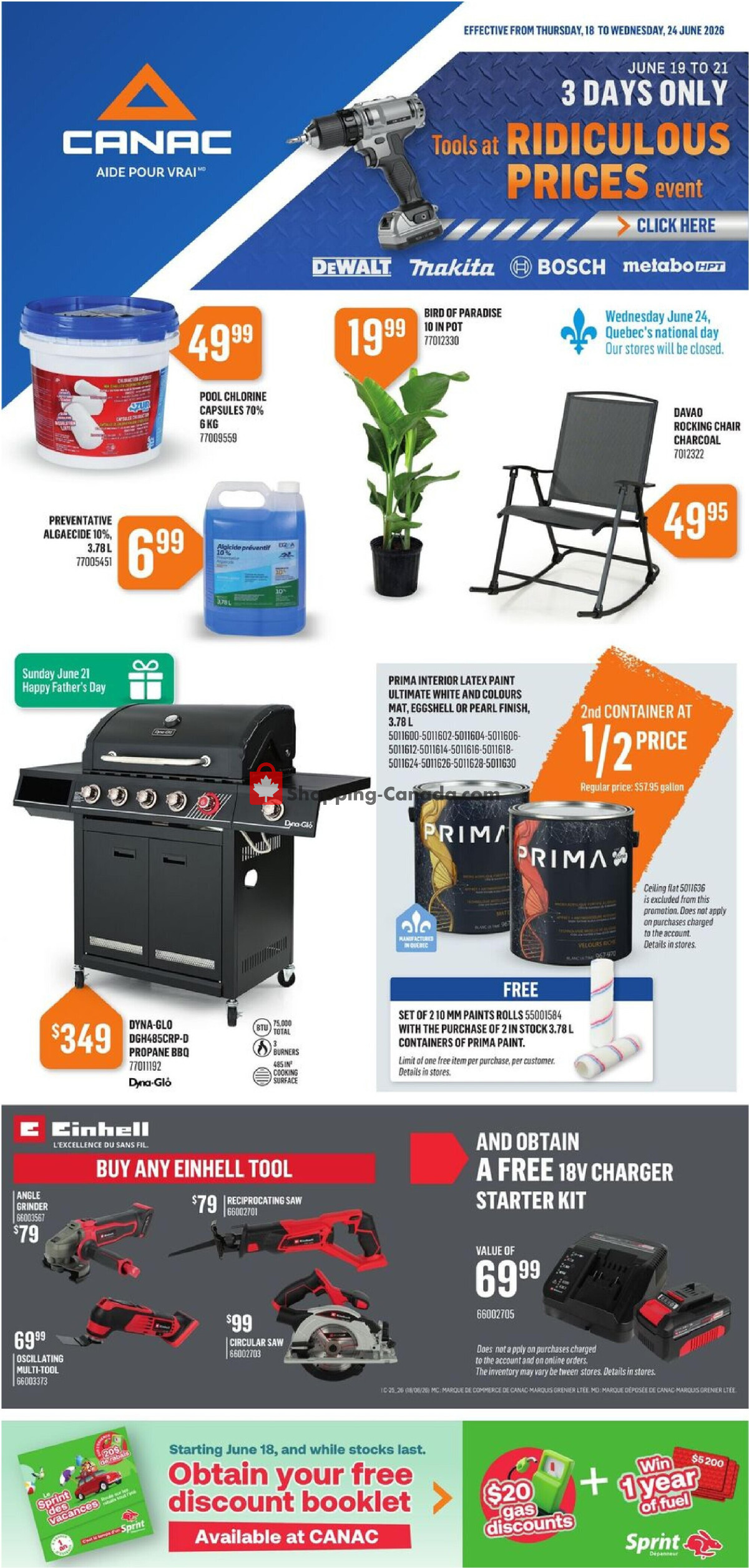 Canac flyer from Thursday June 18, 2026 to Wednesday June 24, 2026 - page 1