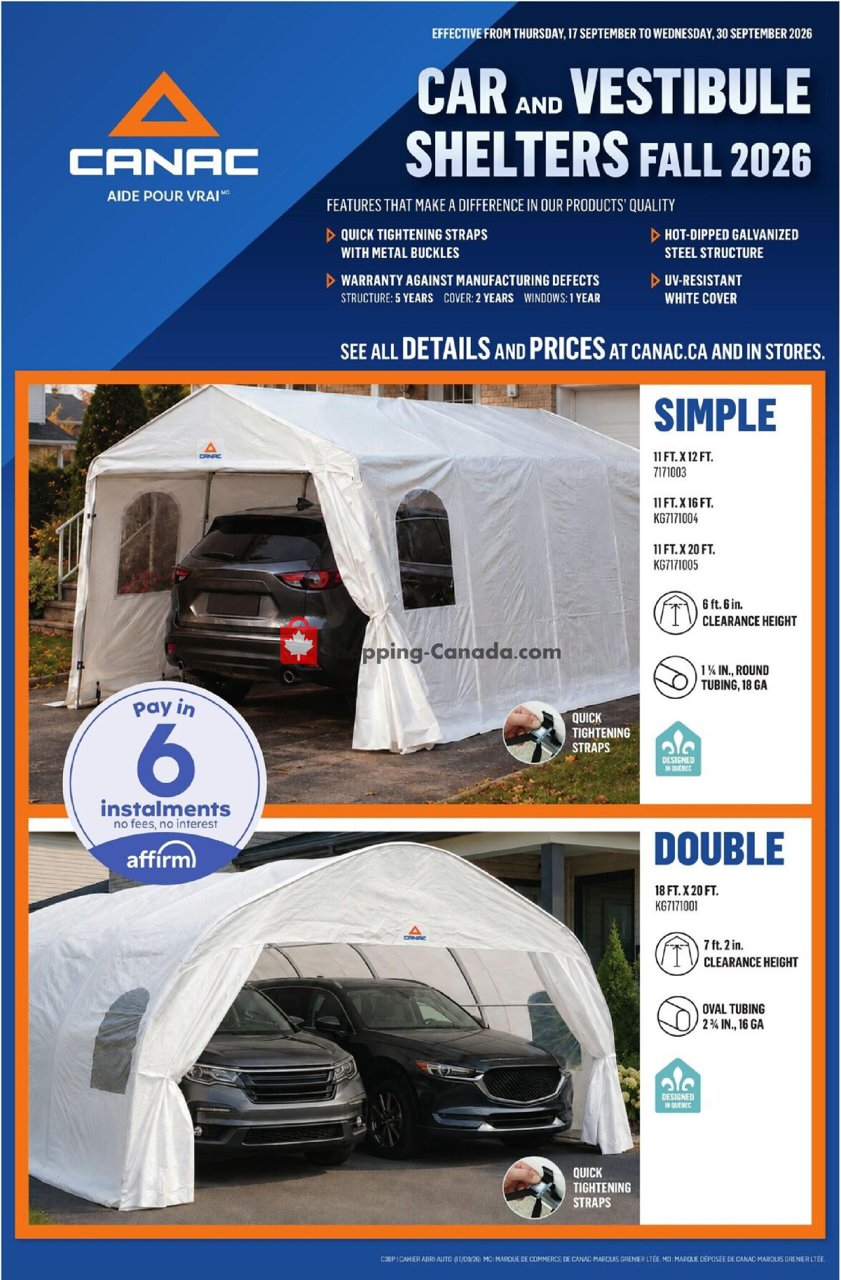 Canac flyer from Thursday September 17, 2026 to Wednesday September 30, 2026 - page 1