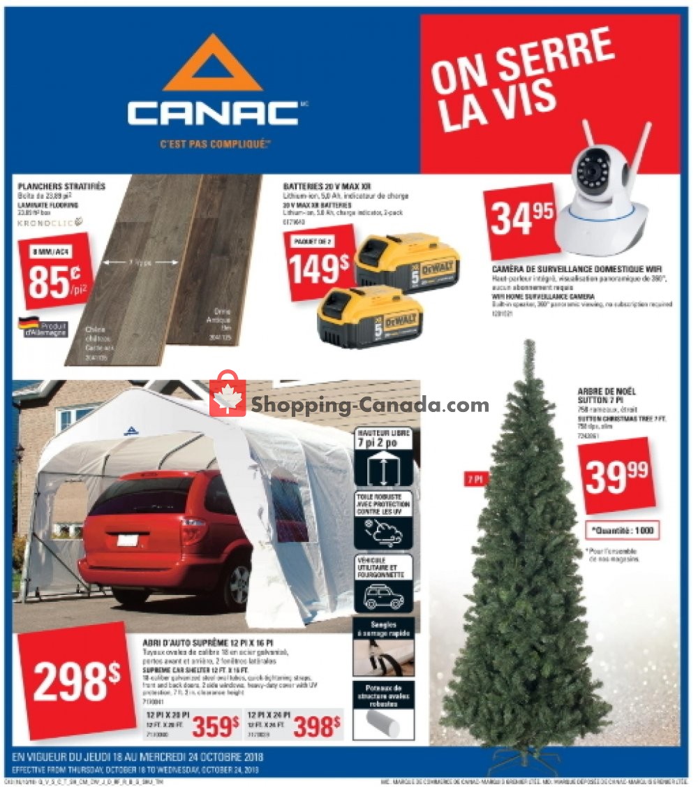 Canac flyer from Thursday October 18, 2018 to Wednesday October 24, 2018 - page 1
