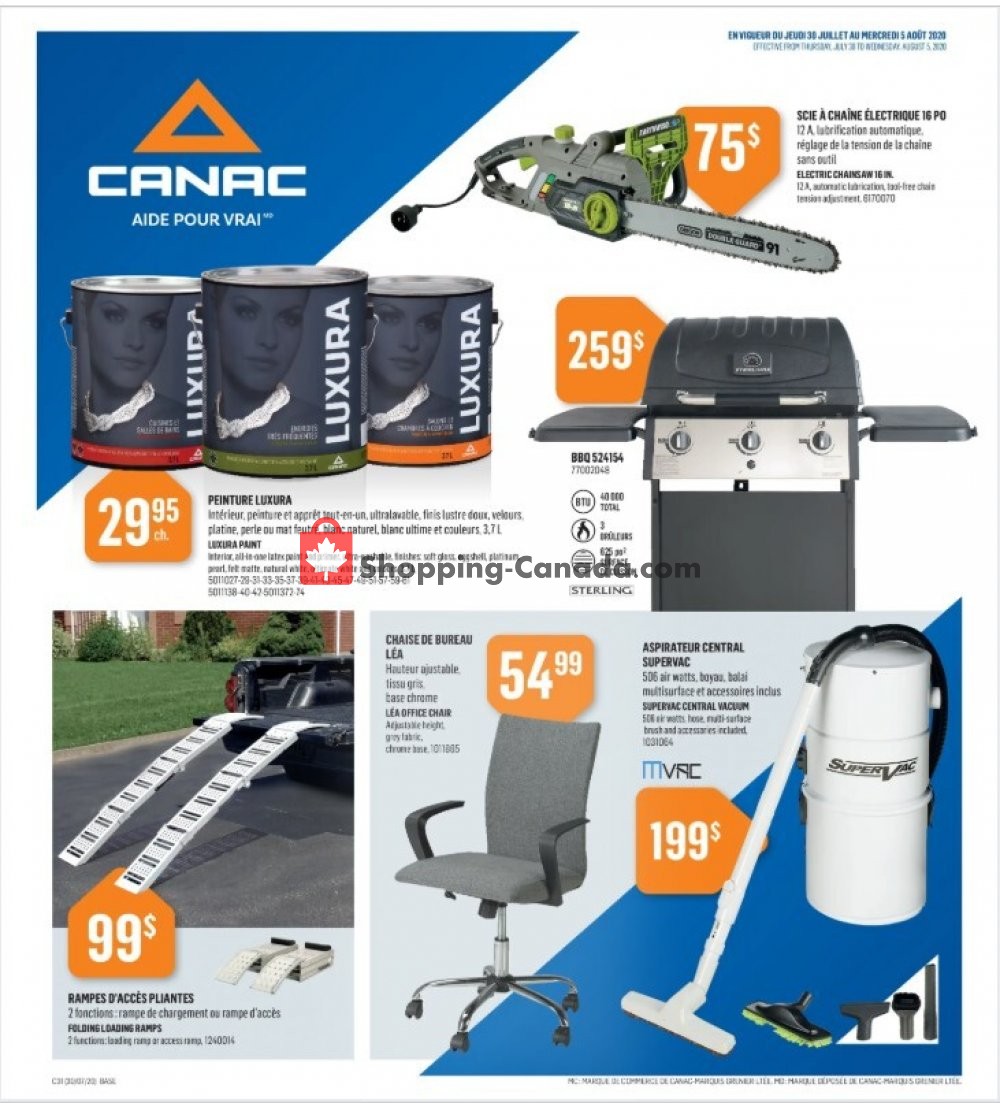Canac flyer from Thursday July 30, 2020 to Wednesday August 5, 2020 - page 1