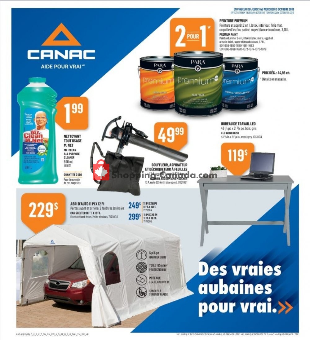 Canac flyer from Thursday October 3, 2019 to Wednesday October 9, 2019 - page 1
