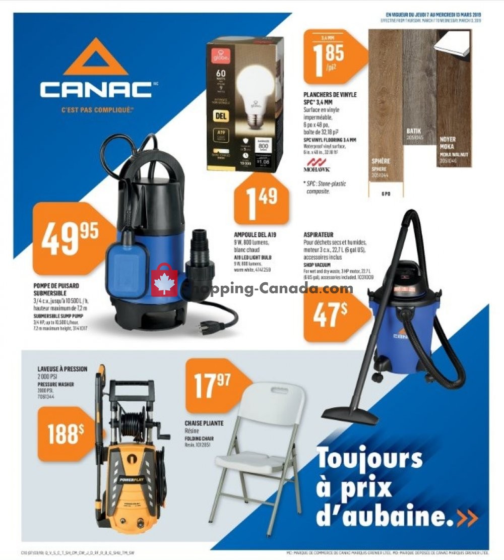 Canac flyer from Thursday March 7, 2019 to Wednesday March 13, 2019 - page 1