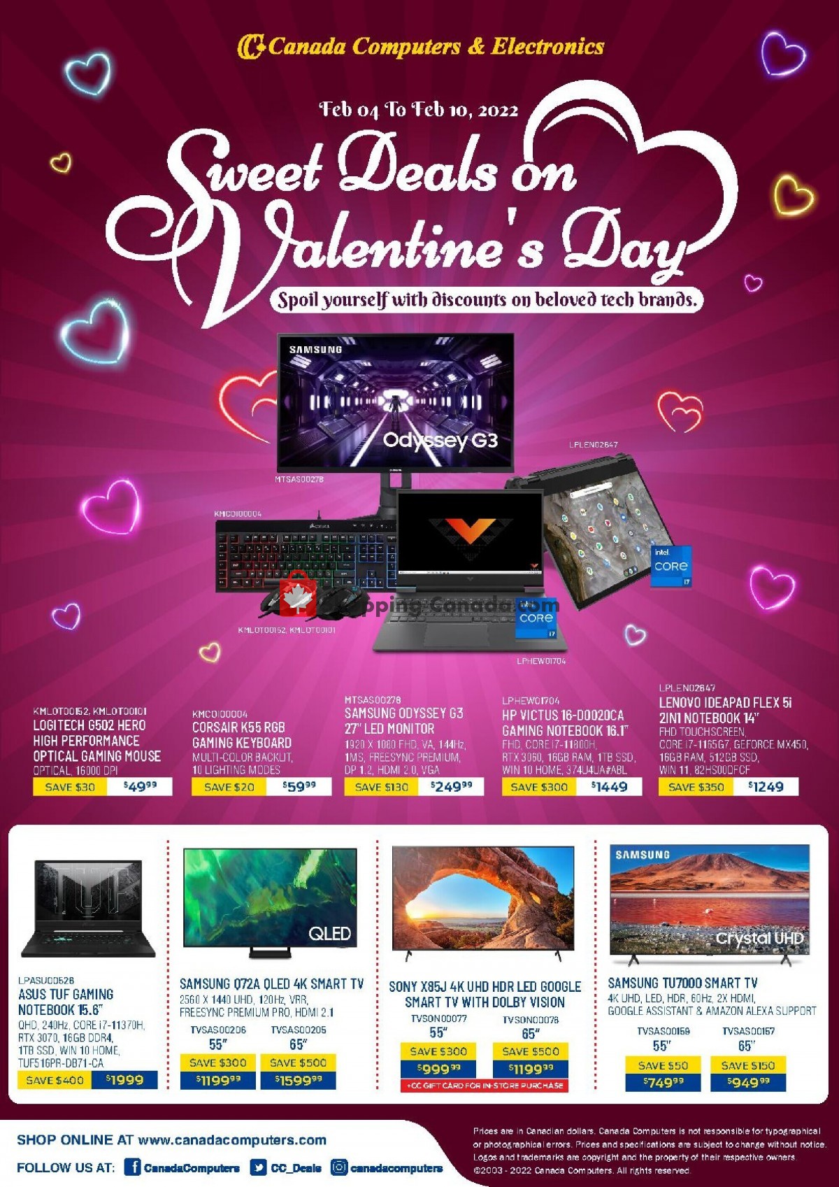 Canada Computers Canada, flyer - (Sweet Deals On Valentine's Day): February  4 - February 10, 2022 | Shopping Canada