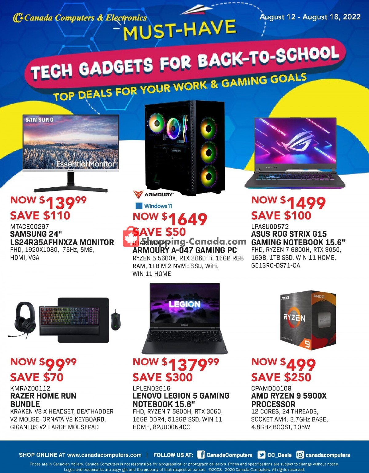 Canada Computers Canada, flyer (Tech Gadgets For Back To School