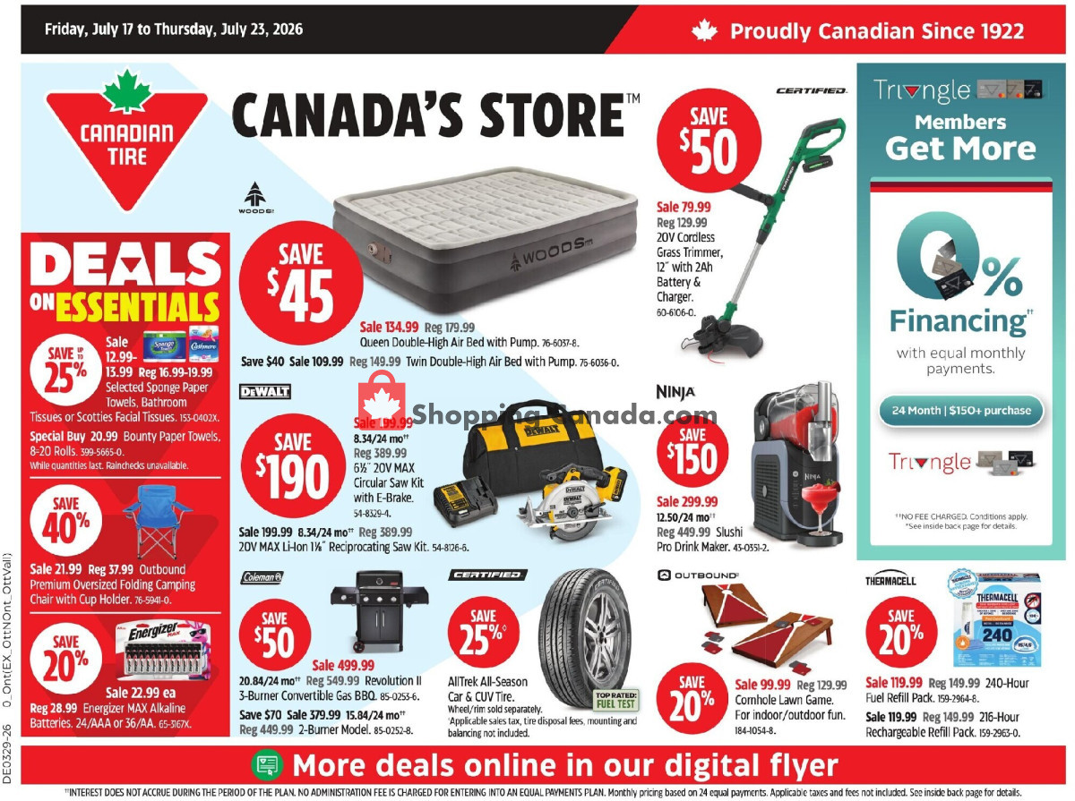 Canadian Tire flyer from Friday July 17, 2026 to Thursday July 23, 2026 - page 1
