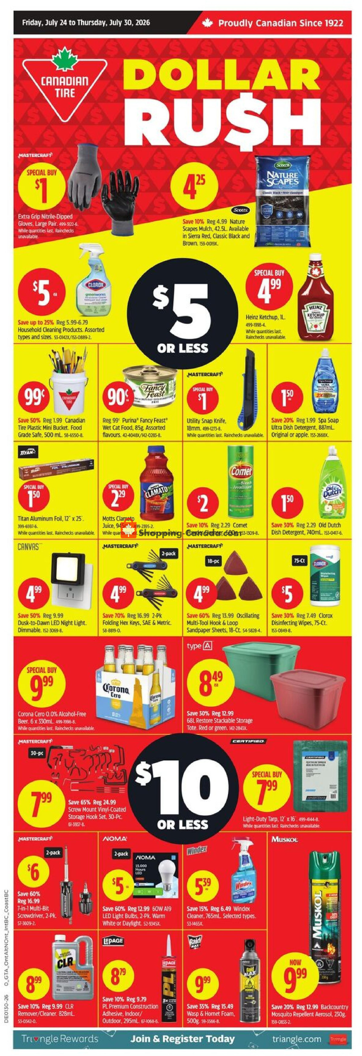 Canadian Tire flyer from Friday July 24, 2026 to Thursday July 30, 2026 - page 1